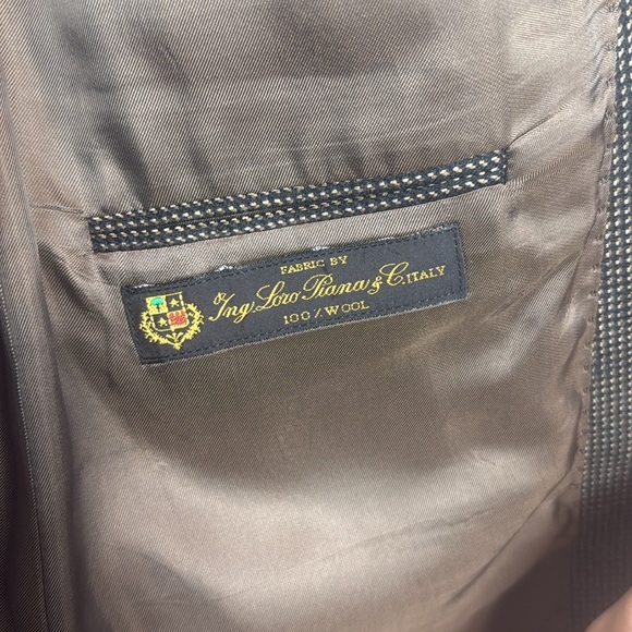 Men’s Brown and Black Wool Laine Suit Jacket Blazer Size 42L - Picture 6 of 10